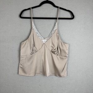 Y2K Womens Fairy Grunge Lace Babydoll Tan Cami Size L Coquette Festival 90S